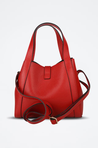 Sac à main et pochette en cuir de veau - Rouge