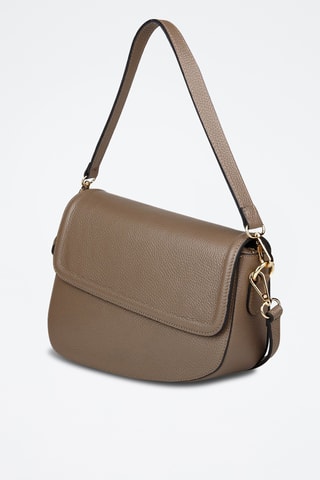 Sac porté épaule en cuir de veau - Taupe