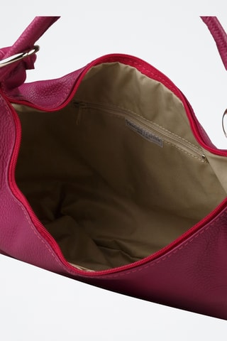 Sac porté épaule en cuir de veau - Fuchsia