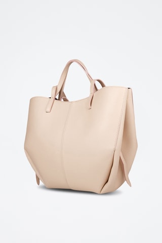 Cabas et pochette en cuir de veau - Beige