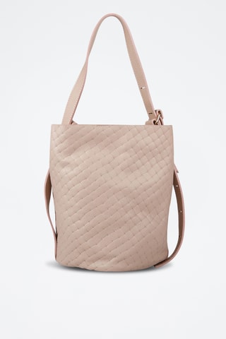 Sac seau et sac bandoulière en cuir de veau - Beige
