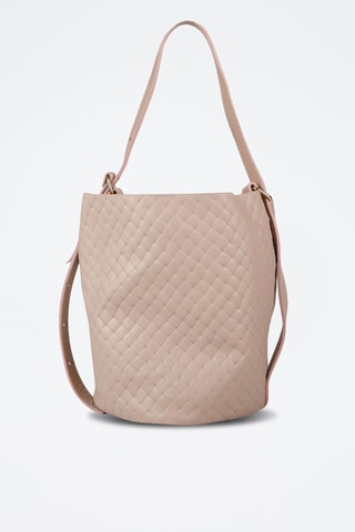 Sac seau et sac bandoulière en cuir de veau - Beige