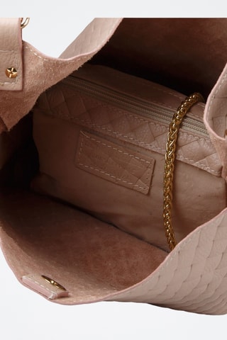 Sac seau et sac bandoulière en cuir de veau - Beige