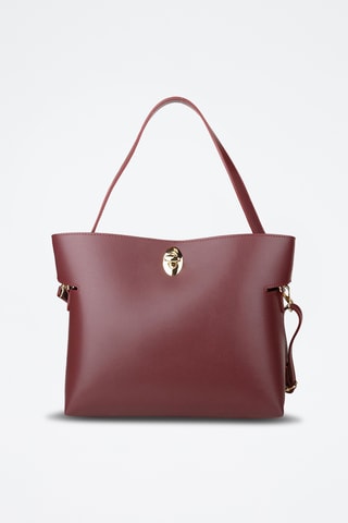Sac à main et pochette en cuir de veau - Marron