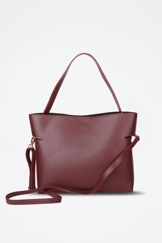 Sac à main et pochette en cuir de veau - Marron