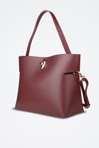 Sac à main et pochette en cuir de veau - Marron
