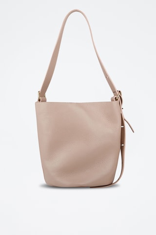 Sac seau et sac bandoulière en cuir de veau - Beige