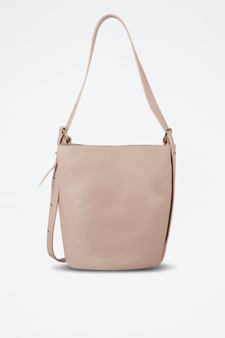 Sac seau et sac bandoulière en cuir de veau - Beige