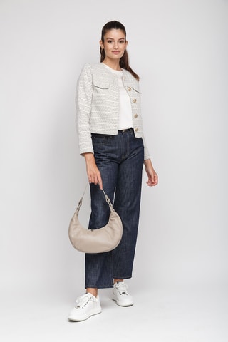 Sac porté épaule en cuir de veau - Beige