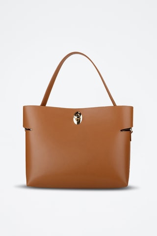 Sac à main et pochette en cuir de veau - Marron