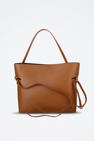 Sac à main et pochette en cuir de veau - Marron