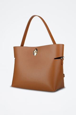 Sac à main et pochette en cuir de veau - Marron