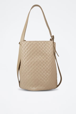 Sac seau et sac bandoulière en cuir de veau - Beige