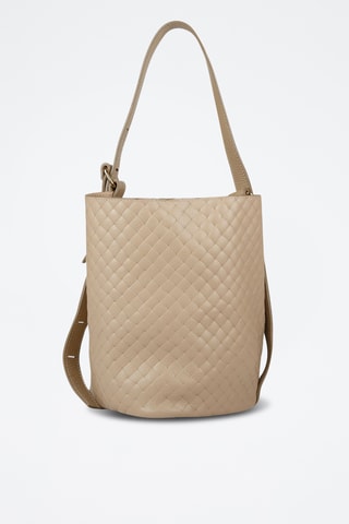 Sac seau et sac bandoulière en cuir de veau - Beige