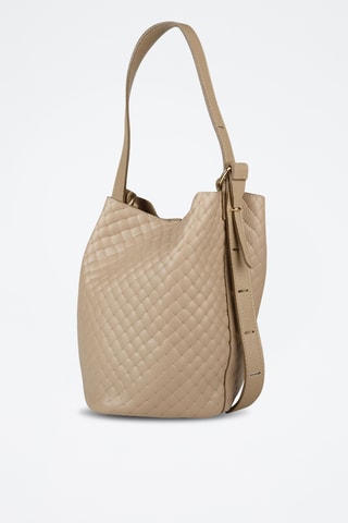 Sac seau et sac bandoulière en cuir de veau - Beige
