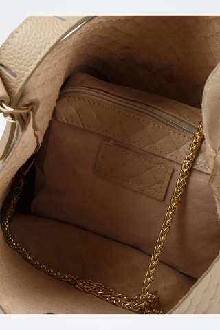 Sac seau et sac bandoulière en cuir de veau - Beige
