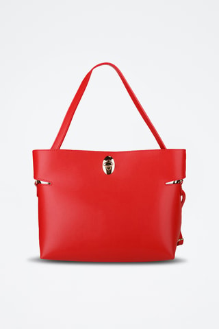 Sac à main et pochette en cuir de veau - Rouge