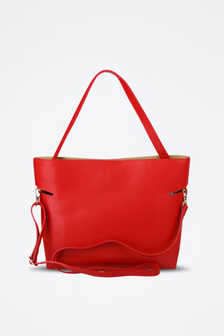 Sac à main et pochette en cuir de veau - Rouge