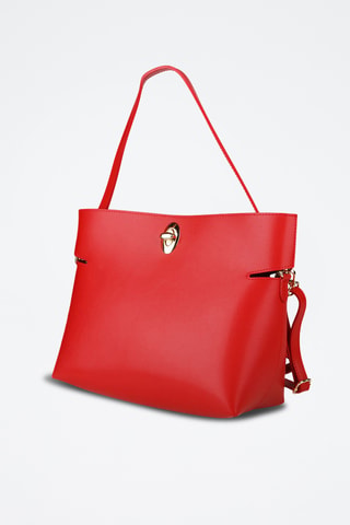 Sac à main et pochette en cuir de veau - Rouge