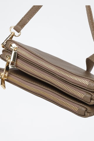 Sac porté épaule en cuir de veau - Taupe