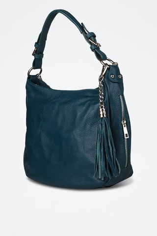 Sac porté épaule en cuir de veau - Bleu