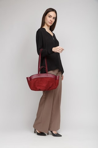 Cabas et pochette en cuir de veau - Violet