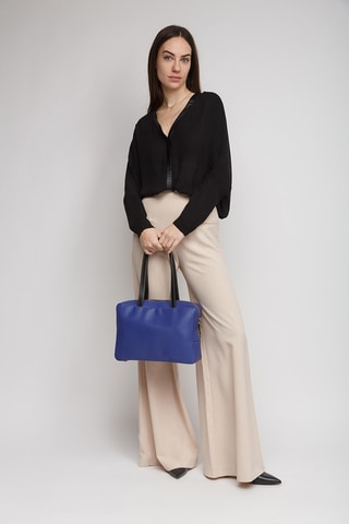 Sac à main en croûte de cuir - Bleu