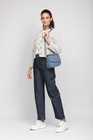 Sac porté épaule en cuir de veau - Bleu