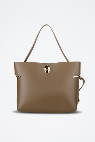 Sac à main et pochette en cuir de veau - Taupe