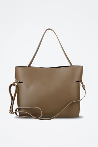 Sac à main et pochette en cuir de veau - Taupe