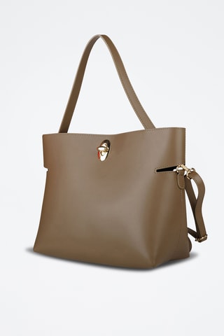 Sac à main et pochette en cuir de veau - Taupe