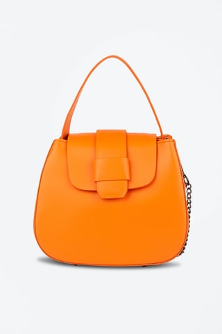 Sac bandoulière en cuir de chèvre - Orange et argenté