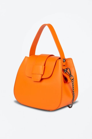 Sac bandoulière en cuir de chèvre - Orange et argenté