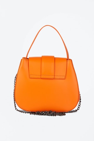 Sac bandoulière en cuir de chèvre - Orange et argenté