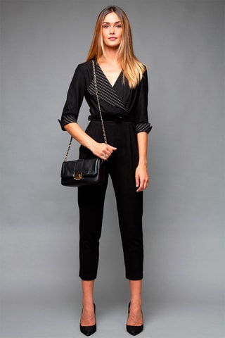 Sac bandoulière en cuir de veau - Noir et doré