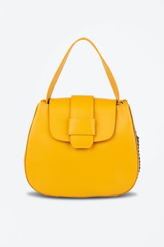 Sac bandoulière en cuir de chèvre - Jaune et argenté