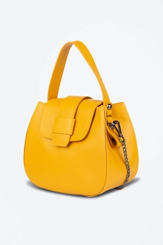 Sac bandoulière en cuir de chèvre - Jaune et argenté