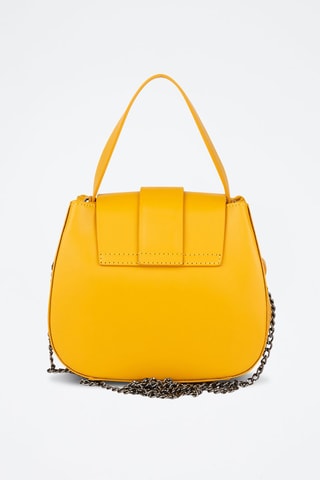 Sac bandoulière en cuir de chèvre - Jaune et argenté