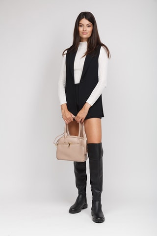 Sac porté épaule en cuir de veau - Beige