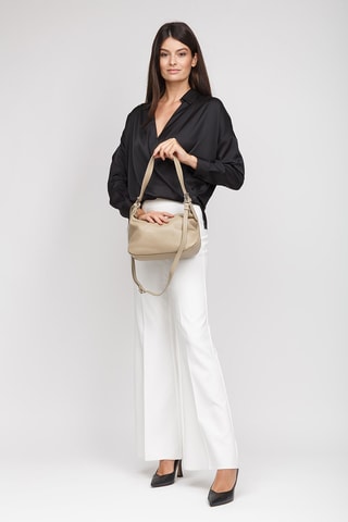Sac porté épaule en cuir de veau - Beige