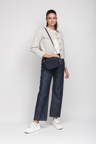 Sac bandoulière en cuir de veau - Bleu