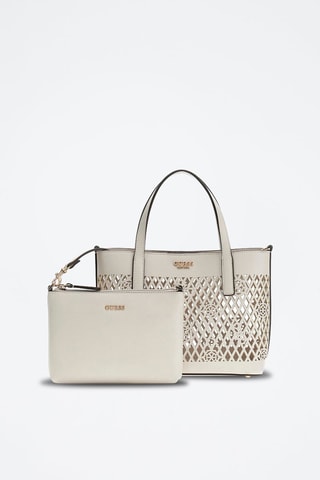 Sac à main et pochette Letty - Blanc et doré