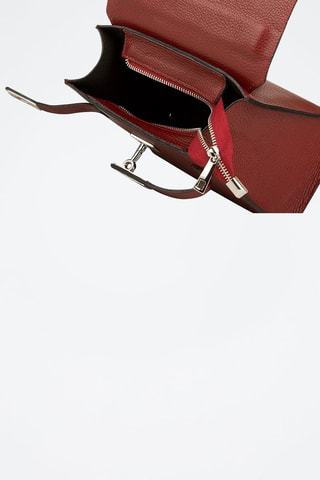 Sac bandoulière en cuir de veau - Rouge et argenté