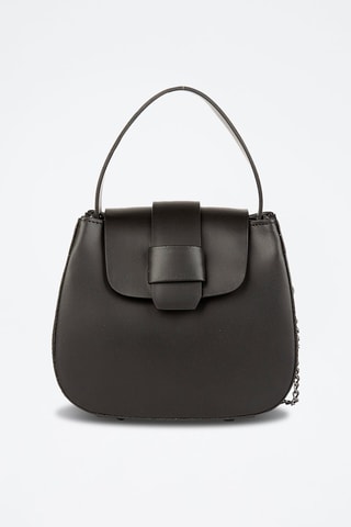 Sac bandoulière en cuir de chèvre - Noir et argenté