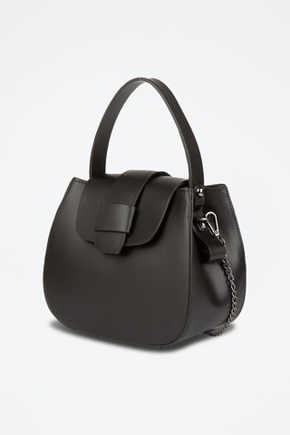 Sac bandoulière en cuir de chèvre - Noir et argenté