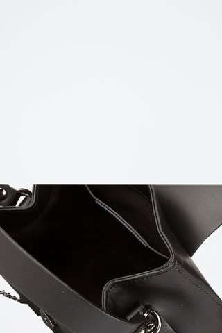 Sac bandoulière en cuir de chèvre - Noir et argenté
