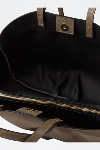 Cabas et pochette en cuir de veau - Taupe