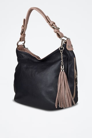Sac porté épaule en cuir de veau - Bleu marine