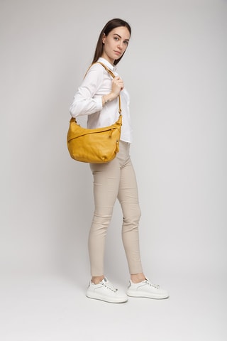 Sac porté épaule en cuir de veau - Jaune