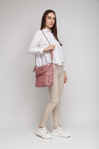 Sac porté épaule en cuir de veau - Rose